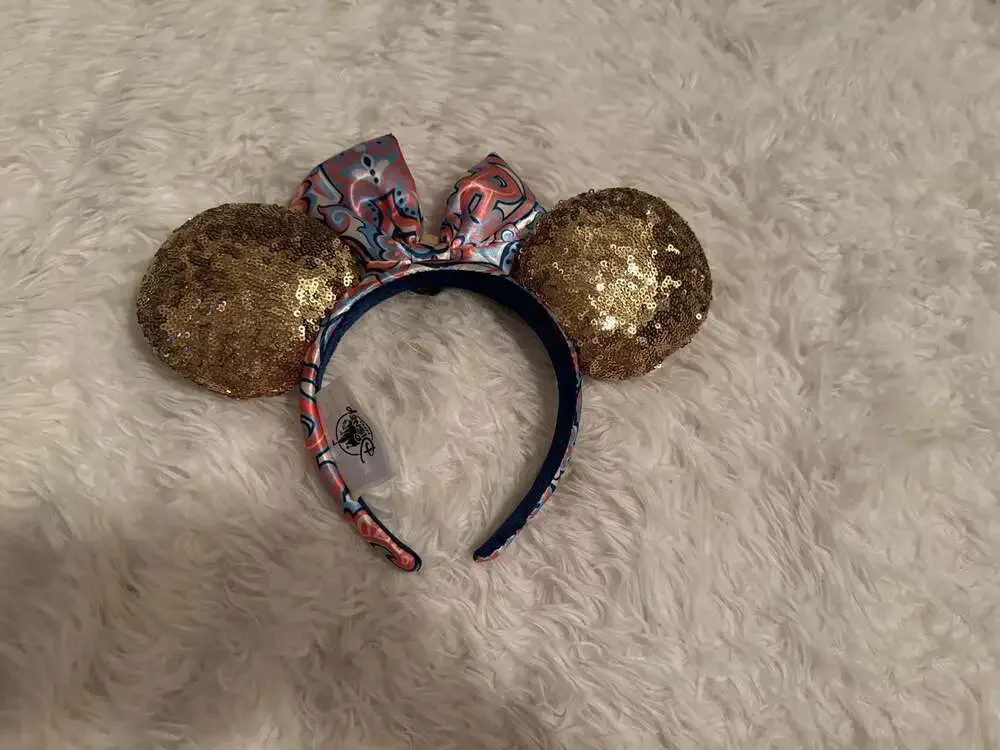 Disney Riviera Resort Grand Opening Minnie Ear Headband with Gold Sequins Disney